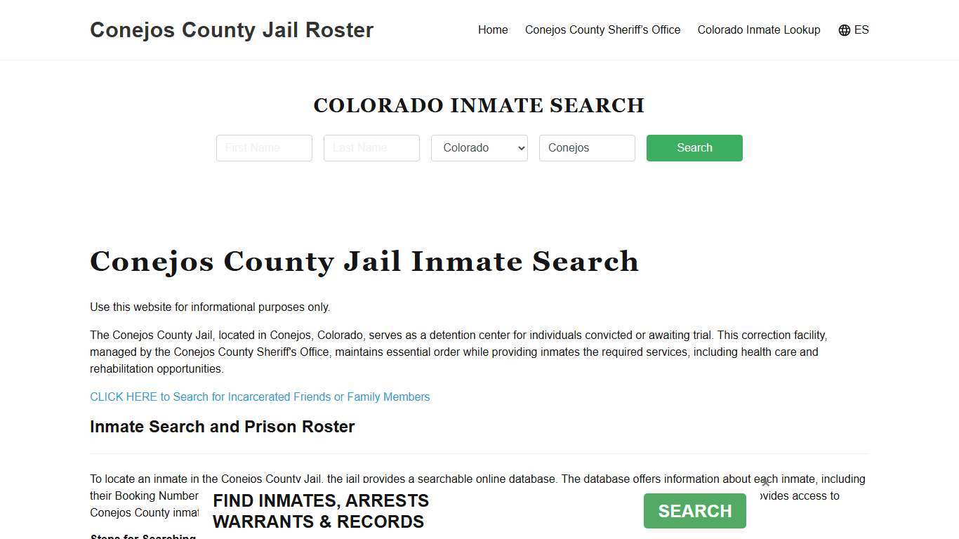 Conejos County Jail Roster Lookup, CO, Inmate Search