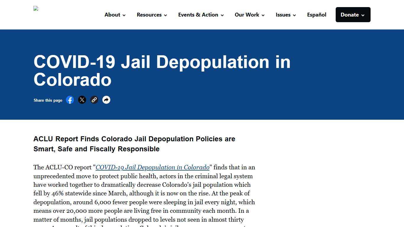 COVID-19 Jail Depopulation in Colorado - ACLU of Colorado